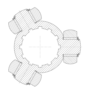 Tripod joint in cross section